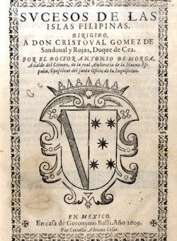 Sucesos de las Islas Filipinas, de A. de Morga (Mexlco, 1609).