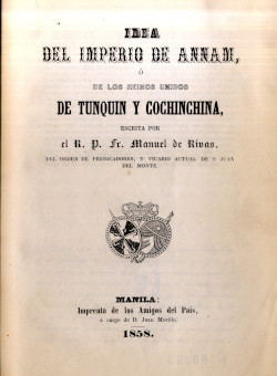 Idea del Imperio de Annam, de M. de Rivas (Manila, 1858)